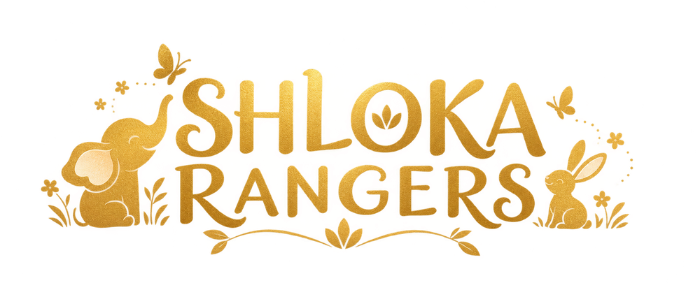 Shloka Rangers gold logo with an elephant and bunny